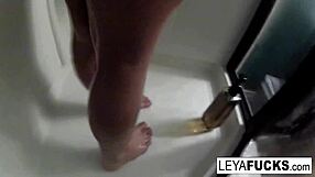 Leya Falcon’s solo shower scene does not end well with a very hot cumshot