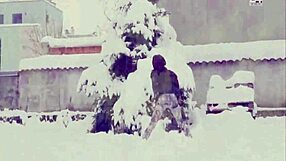 Croatian babe Daniela f cum on close up with her asshole in the snow