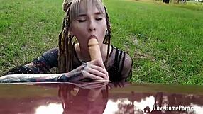 Amateur girl masturbates with her dildo and fingers