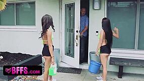 Car teen gets wet and wild, those big tits