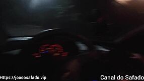 Blowjob and assfucking in car: pov with a brunette