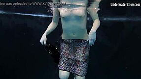 Adriana's erotic solo swim in the pool
