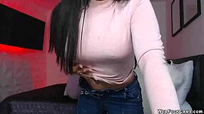 We got hot brunette webcam model masturbating in a homemade video