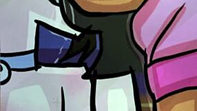 Kitten cartoon for stockings gets a filthy blowjob in HD clip