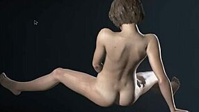 Teen Jill Valentine posing sexual and exotic pose while playing PlayStation