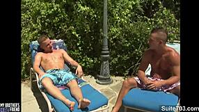 Someone oiled up gay pornstars for some outdoor fun