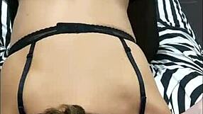 Beautiful dirty amateur milf in beautiful lingerie gives her husband handjob and blowjob before cum ends up all over her