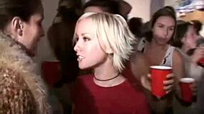 Club group sex session where amateur teen gives blowjob
