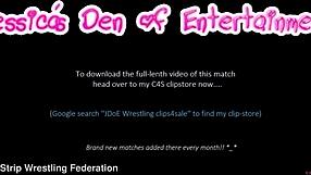 Stripping down and going bare with Charlene Anderson, Lucy taylor takes on in a strip wrestling match