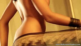 Indian babe does some seductive striptease and some solo play