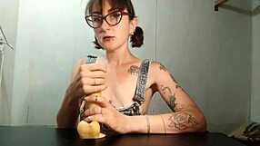 Amateur tries out toys and jerks off small titted