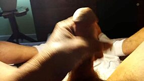Ultimate climax from bedside masturbation