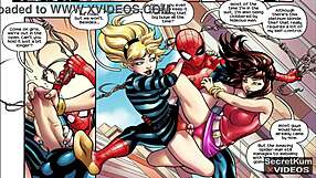 Hot steamy three way for Marvel superheroes