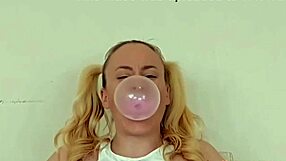Also blonde pigtails girl sucks and swallows