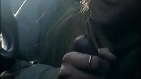 Car blowjob with choking and deep throat fuck between a white man and a black woman