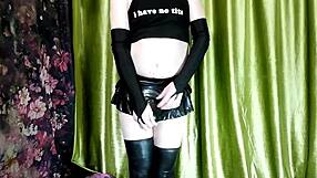 An anal toy circumcision fetish with latex clad boy