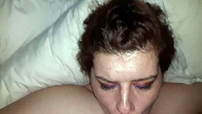 Amateur sucks a big load in her mouth in a stunning amateur feature