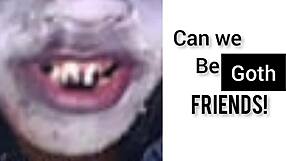 Goth friends: A smiling closeup
