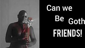 Goth friends: A smiling closeup