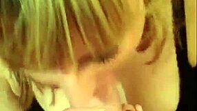 Big tits MILF gives submissive blowjob
