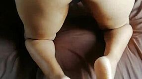 Blowjob and deepthroat from behind with amateur ebony step mom