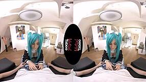 Cosplay babe blowjob and handjob using virtual reality