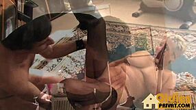 Big breasted hot amateur mature granny strip for high quality home porn tape
