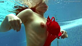Lina Mercury in red lingerie and bikini with her round assividually