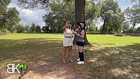 Slutty influencers giving awesome big cock blowjobs and ass worship