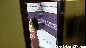 To him, naked girlfriend enjoys in the bathtub alone