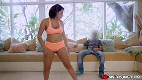 The stepsister with short hair Valentina gets fucked by her stepbrother from behind