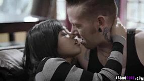Ember Snow talks on her boyfriend's phone while cheating on him with his friend