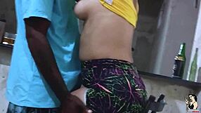 Interracial couple released home video of their honeymoon where the husband makes his woman perform blowjob and then offer him her big pussy creampie