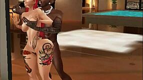 Tattooed babe fully dressed gets naughty in VR