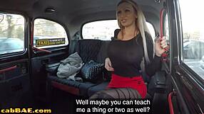 Things go ho ho for lesbian cabbie as she is pounded and toyed by big tits babe