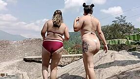 Hot Milf Lesbians Tease With Wet Pussy Play On Farm Stroll.