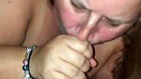 Obese lady practices cunnilingus on a man’s penis