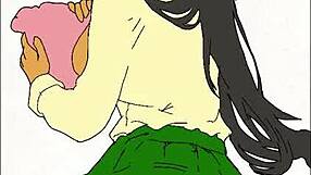 Ebony Nigerian student getting passionately into a black anime cock in uniform