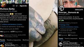 Amateur woman with Twitter overlay discreetly filmed