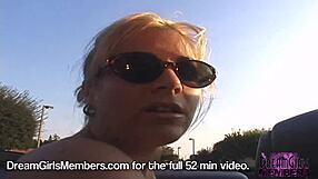 Fiery vixen fondles her clit piercing while riding shotgun around town