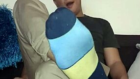 Foot worship and nylon socks are indulged by gay men