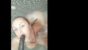 Brazilian beauty pleasures herself in the shower with toy
