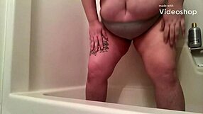Katie blonde beauty in solo shower after peeing herself