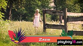 A petite Hungarian babe rips zazie skymm's clothes outdoors
