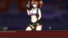 Nice comic hentai game with a brunette babe with monster cock