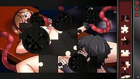 Nice comic hentai game with a brunette babe with monster cock