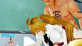 A beautiful anime character has sex in an animated and animated 3D video