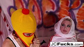 Jayden Cole and Leya Falcon are both naked having hardcore anal sex session