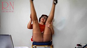 Nice secretary strips in office camera
