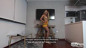 Shy Latina teen does solo casting video with big tits and big ass